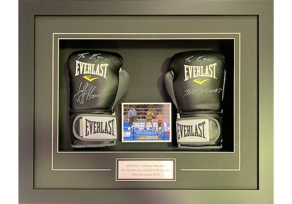 Framed Boxing Gloves Jeff Horn Vs Anthony Mundine