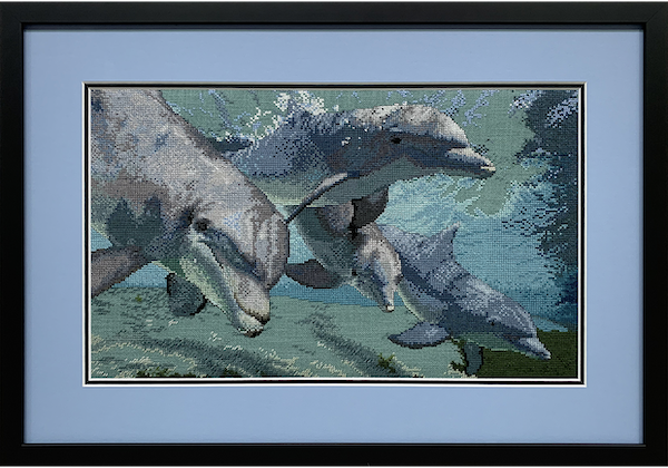 Framed Dolphin Cross Stitch