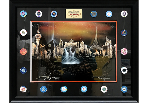Framed Las Vegas Poker Chips
