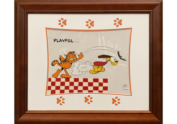 Framed Garfield animation cell playful