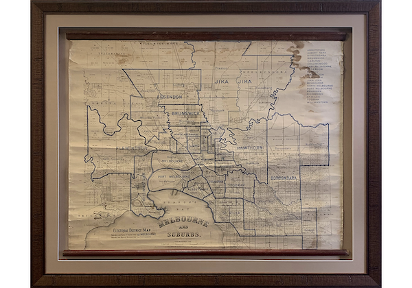 Framed Old Map of Melbourne