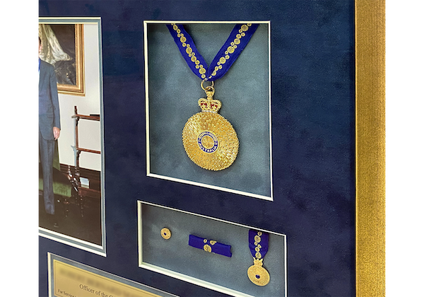 Framed Order of Australia Medals Close Up