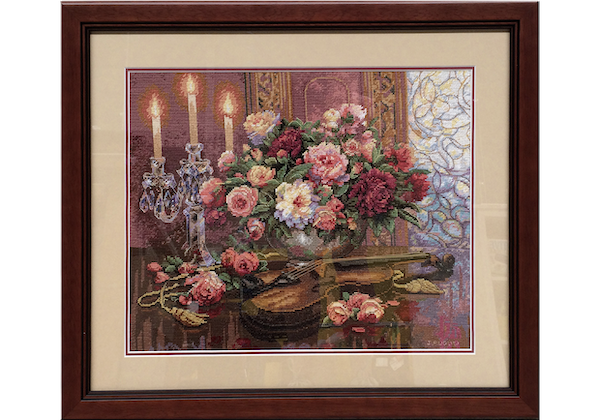 Framed Violin cross stitch